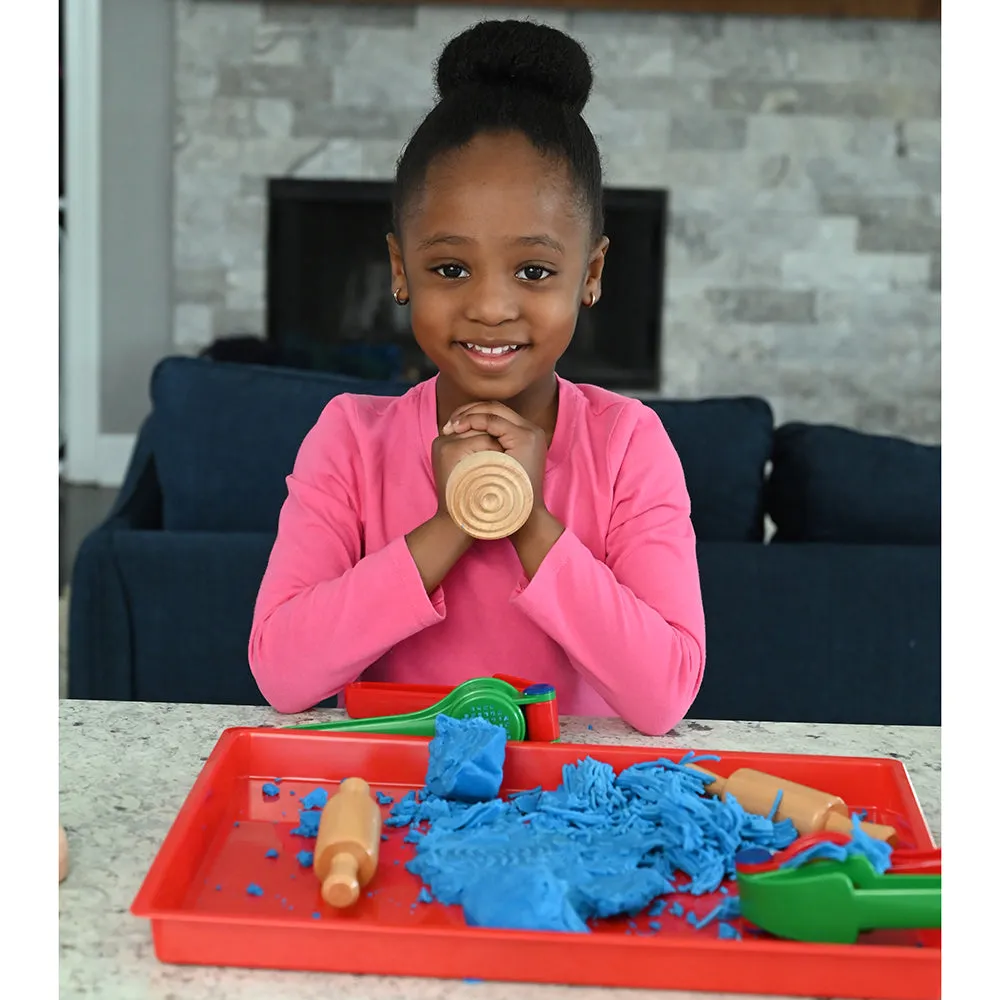 10-Piece Classic Wood Dough Tool Set | Sensory Play with Rolling Pins & Stampers