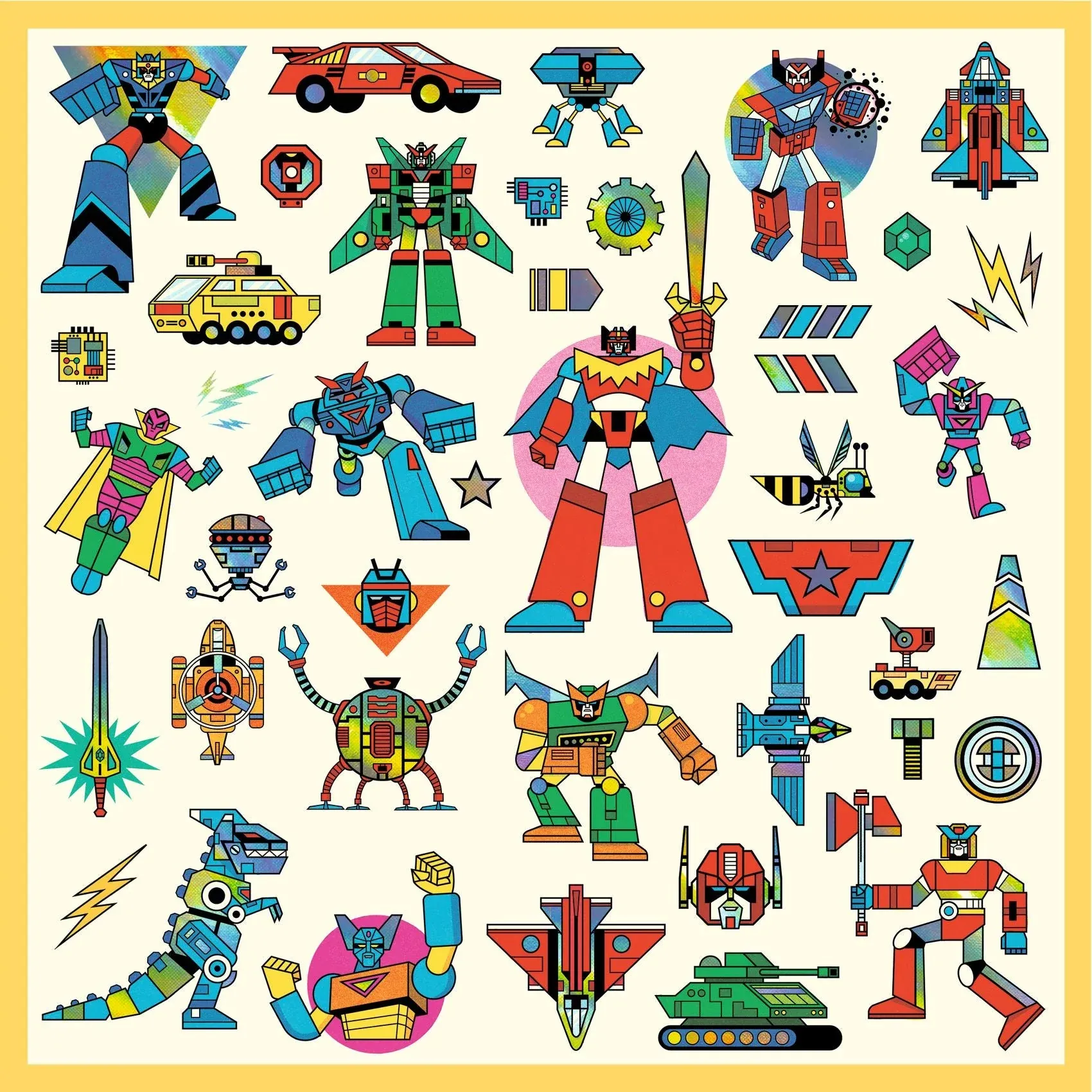 160 Stickers Robots
