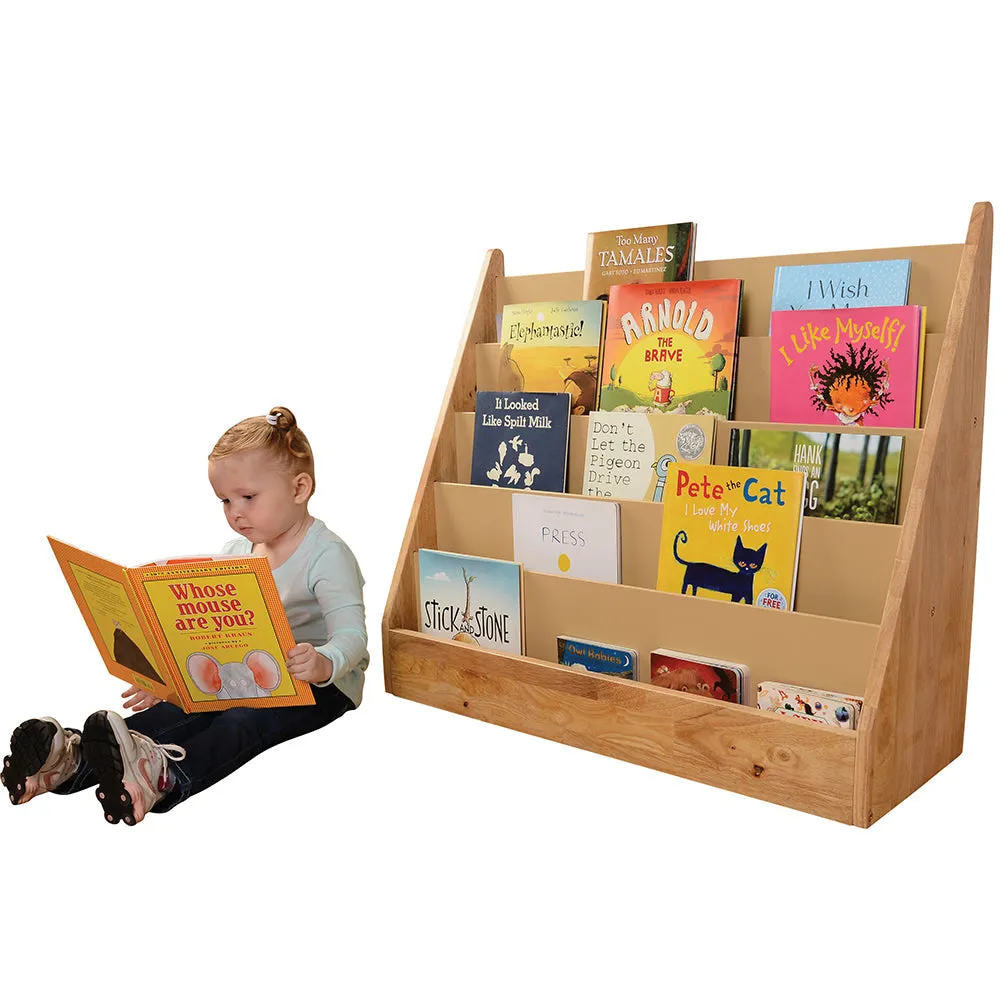 5-Shelf Wooden Book Display | Child-Height Classroom Organizer