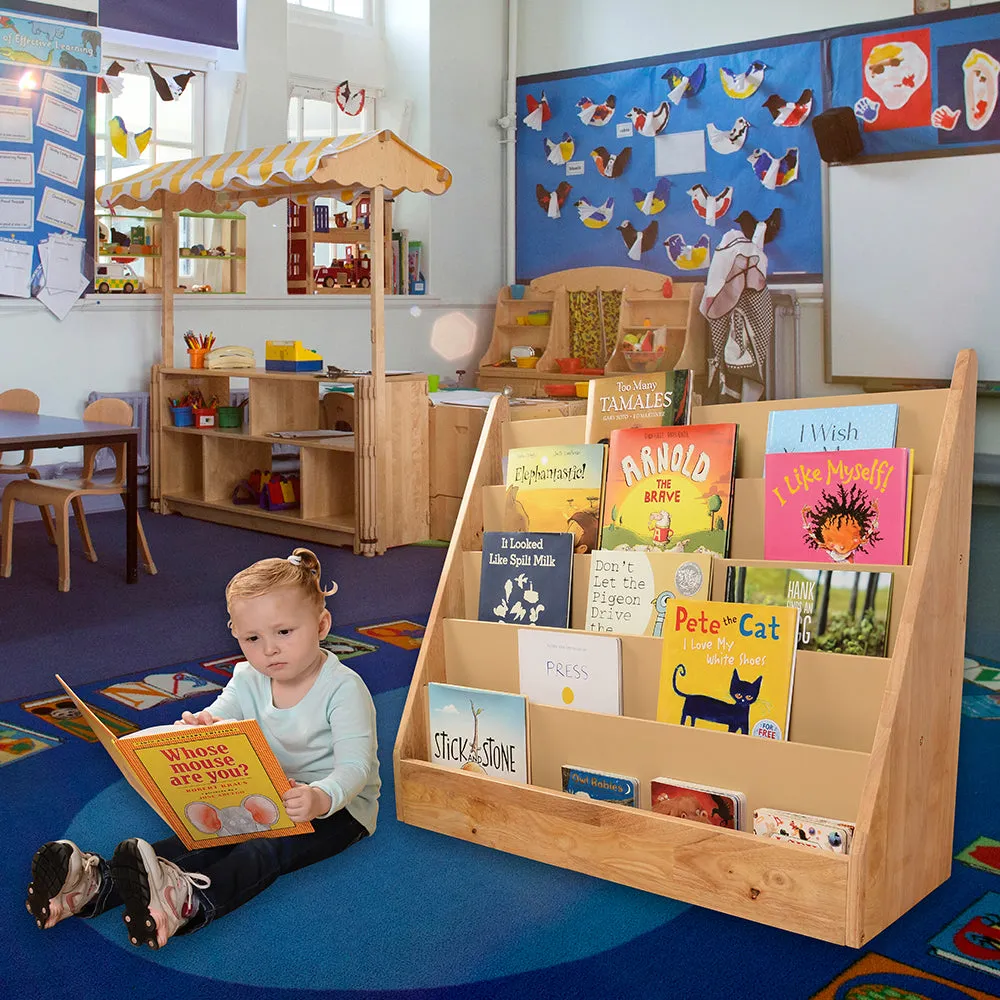 5-Shelf Wooden Book Display | Child-Height Classroom Organizer
