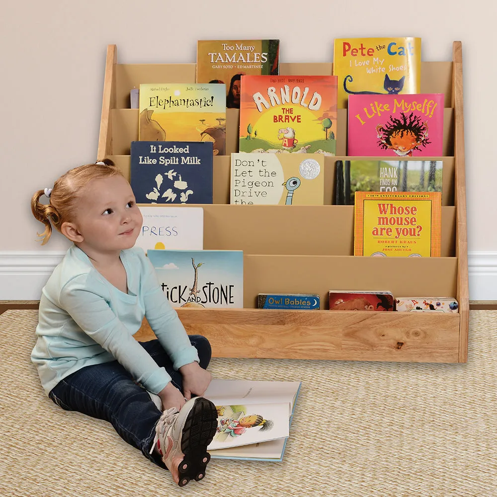 5-Shelf Wooden Book Display | Child-Height Classroom Organizer