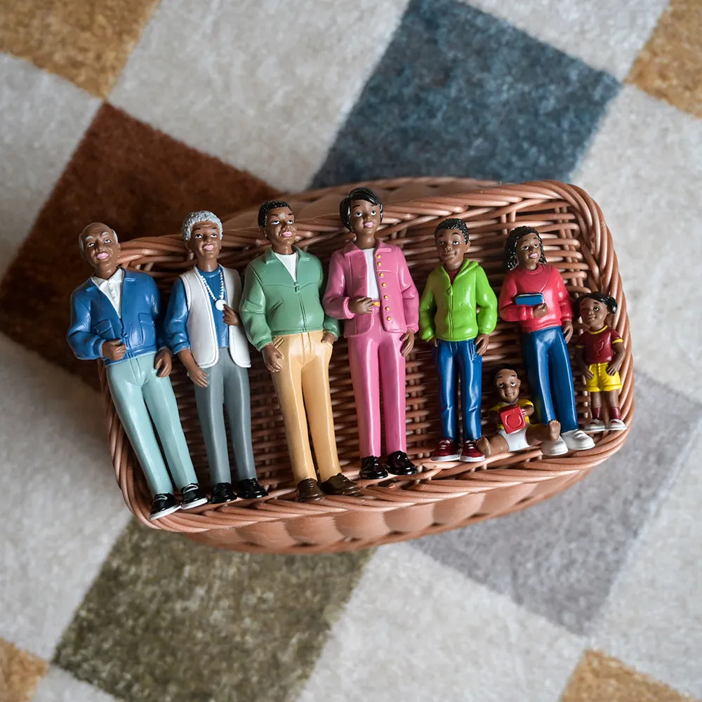 African American Pretend Play Vinyl Family Figurines | 8 Piece Set
