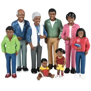 African American Pretend Play Vinyl Family Figurines | 8 Piece Set