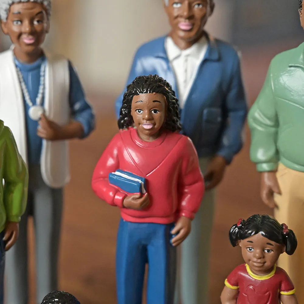 African American Pretend Play Vinyl Family Figurines | 8 Piece Set