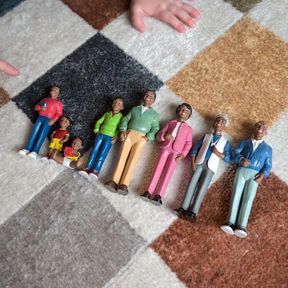 African American Pretend Play Vinyl Family Figurines | 8 Piece Set