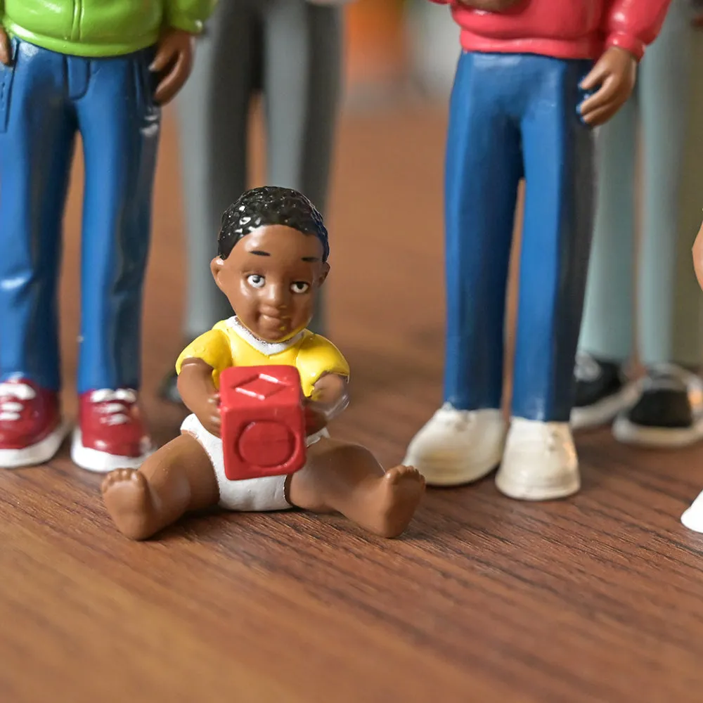 African American Pretend Play Vinyl Family Figurines | 8 Piece Set