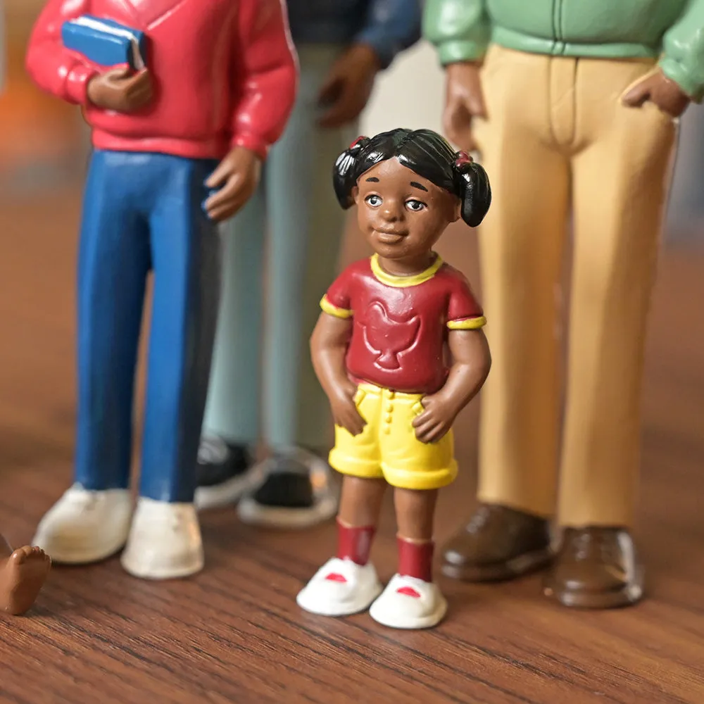 African American Pretend Play Vinyl Family Figurines | 8 Piece Set