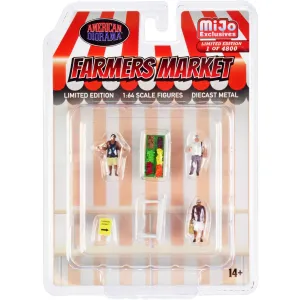 American Diorama 1/64 Scale Set - Farmers Market 3 Figures and 3 Accessories, 6 pc