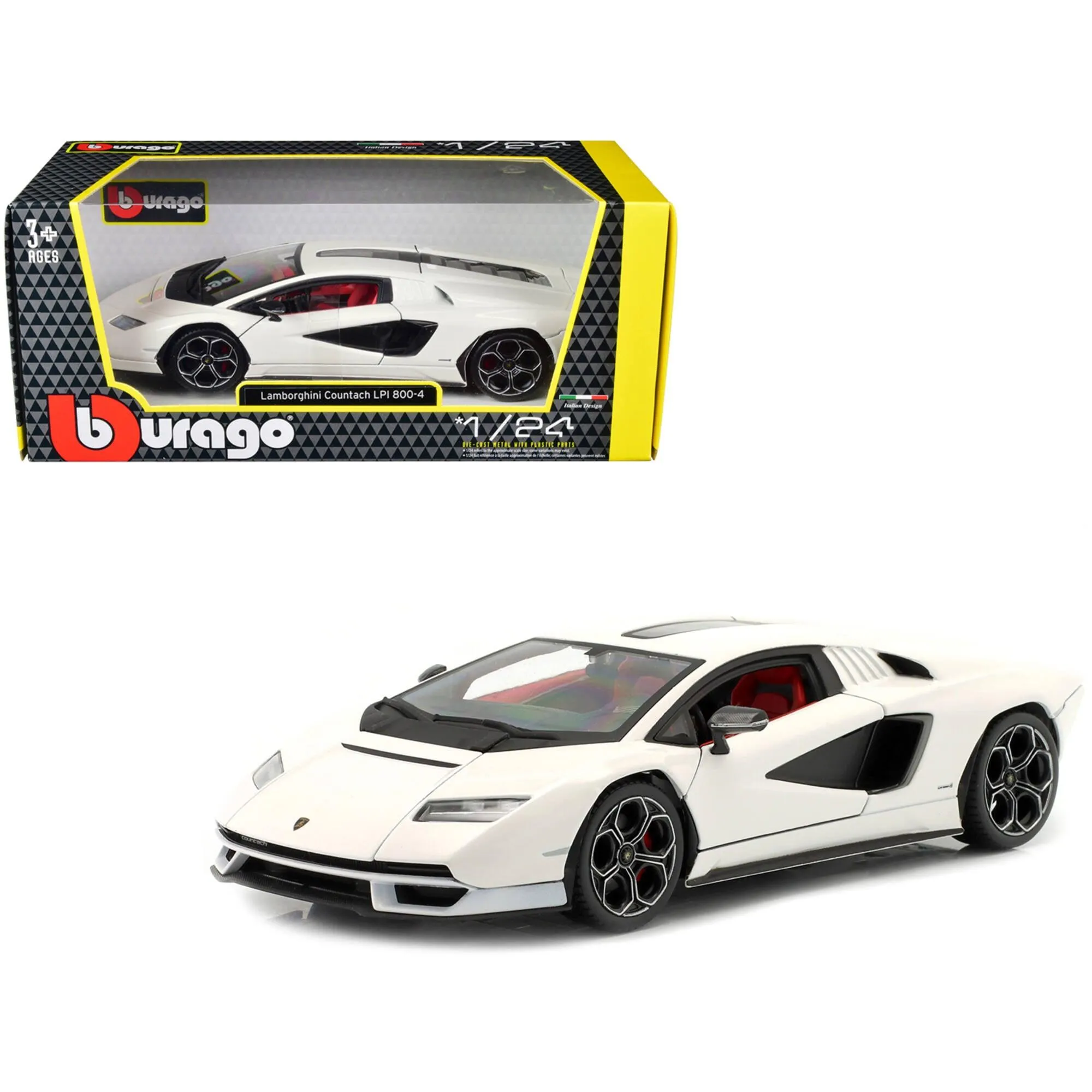 Bburago Kids' 1/24 Diecast Model Car - Lamborghini Countach LPI 800-4 White
