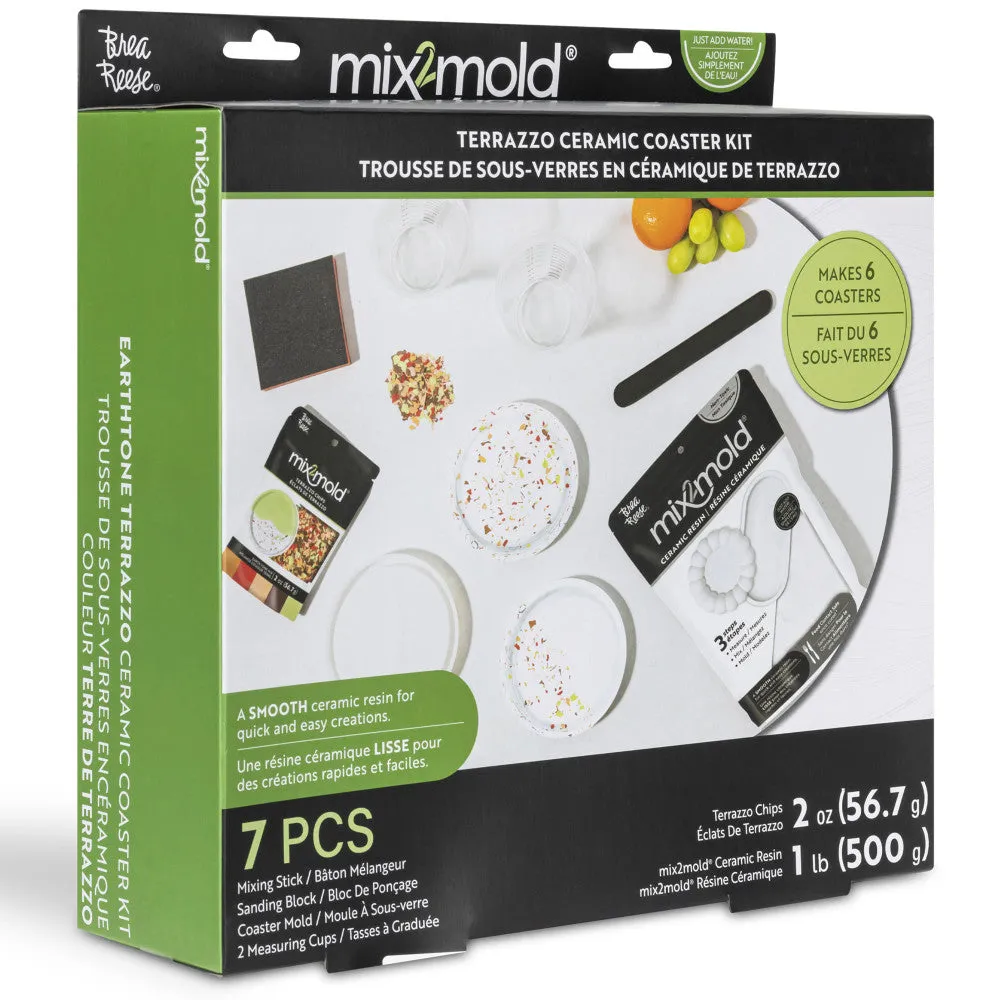 Brea Reese Mix2Mold Pastel Terrazzo DIY Ceramic Coaster Kit - Creates 6 Coasters
