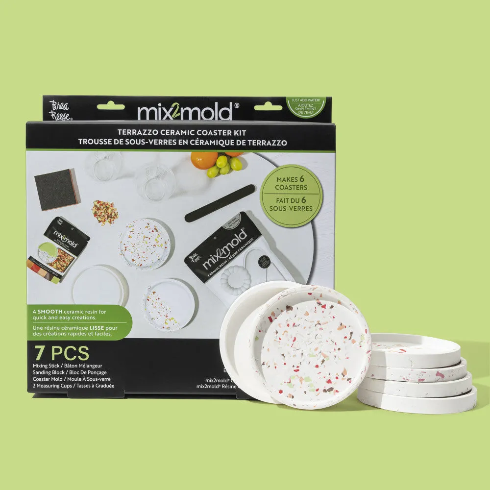 Brea Reese Mix2Mold Pastel Terrazzo DIY Ceramic Coaster Kit - Creates 6 Coasters