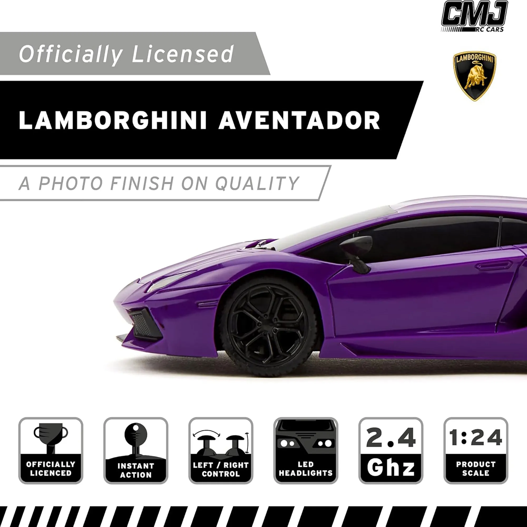 CMJ RC Cars Radio Control Lamborghini LP700-4 - Purple - 1:24 Scale, 2.4GHz, LED Headlights