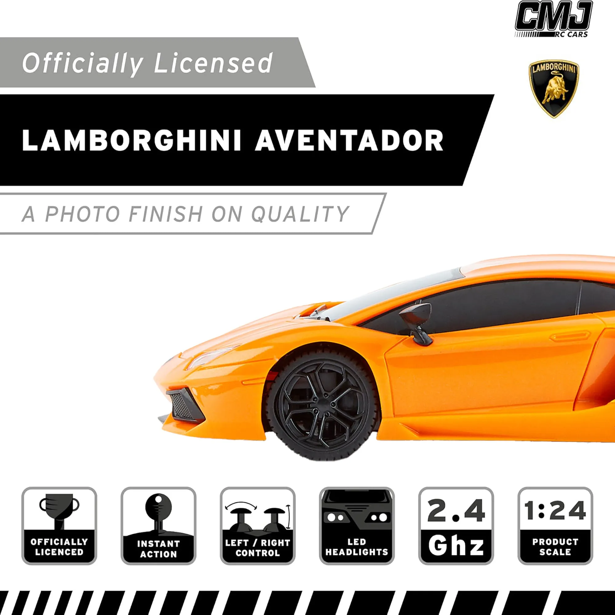 CMJ RC Lamborghini LP700-4 - Orange - 1:24 Scale - 2.4GHz Remote Control Car with LED Headlights