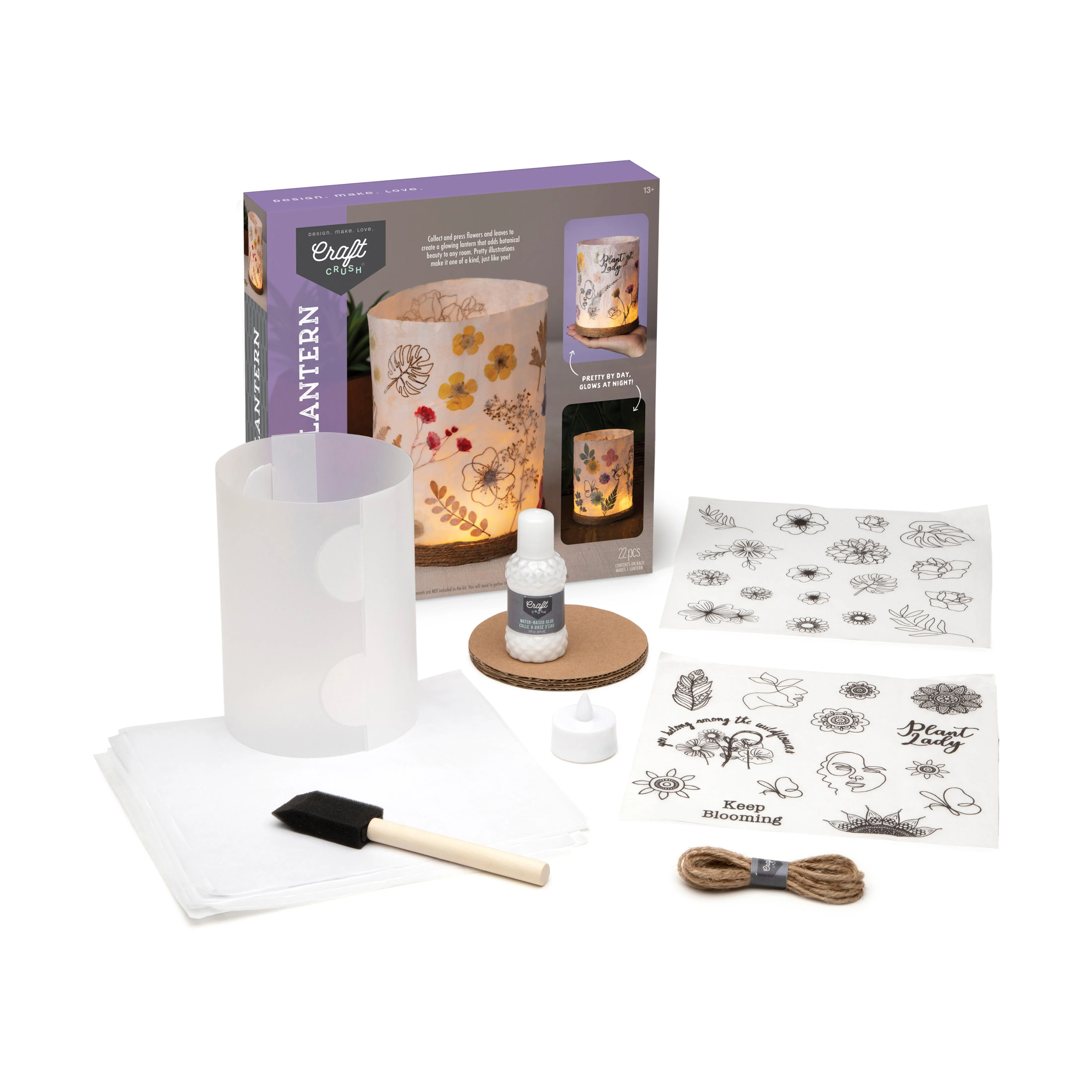Craft Crush Nature-Inspired DIY Lantern Kit - Create Your Own Floral Masterpiece