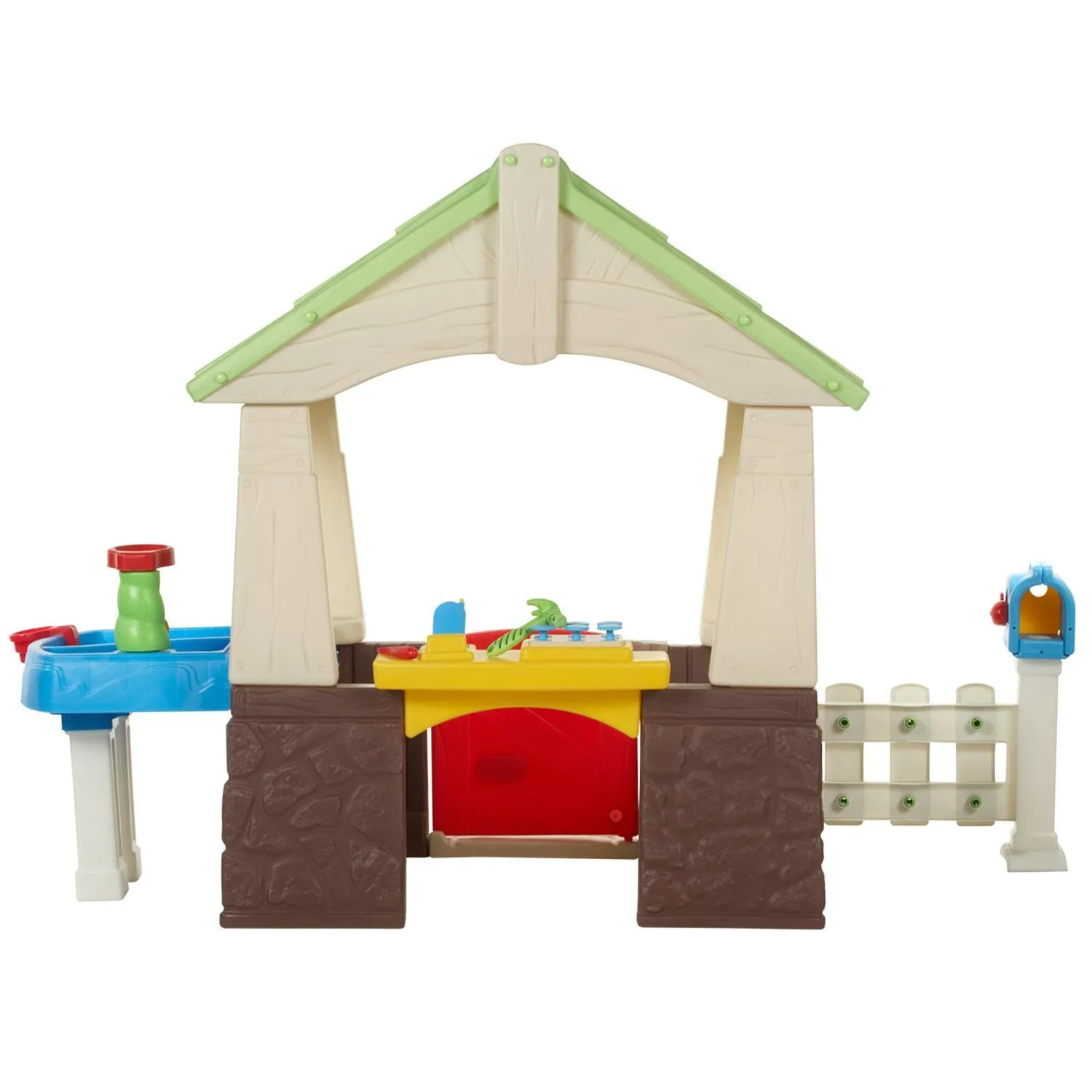 Deluxe Home & Garden Playhouse with Realistic Features, Sand & Water Table, and Mailbox