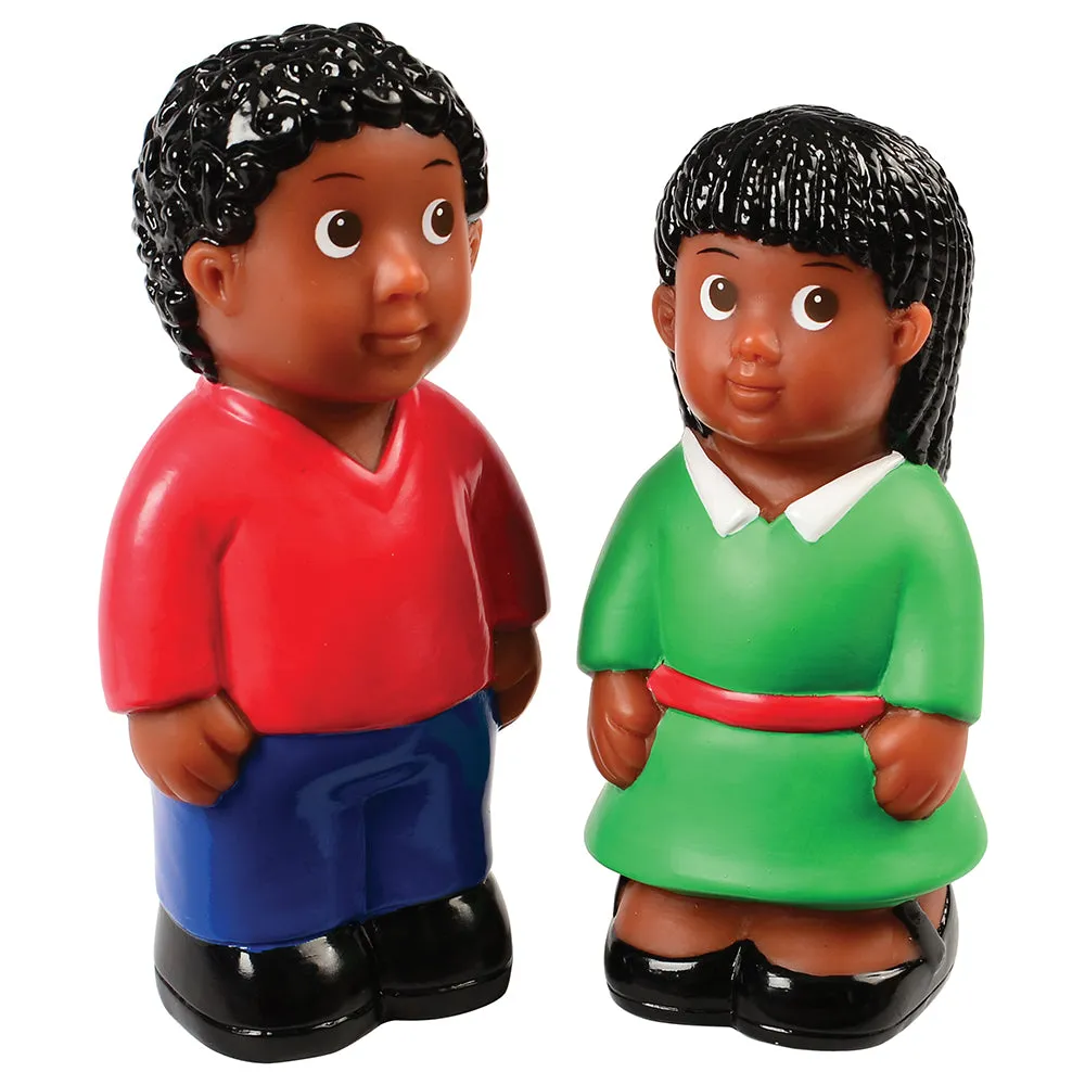 Easy Grip African American Family Figures | 4-Piece Set for Block & Pretend Play