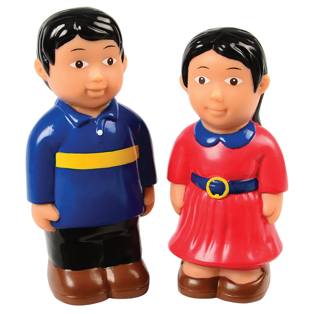 Easy Grip Asian Family Figures | 4-Piece Set for Block & Pretend Play