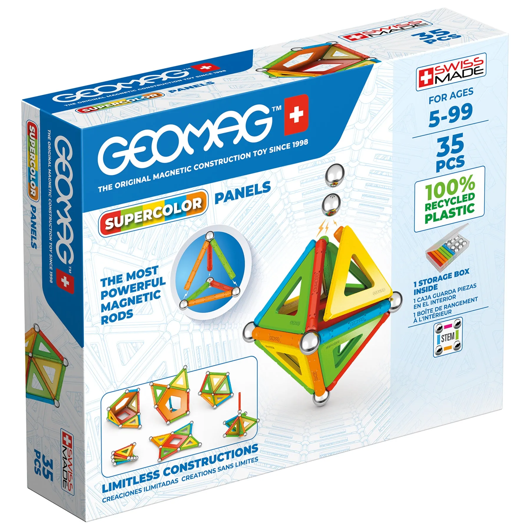 Geomag Supercolor Recycled Magnetic Building Set - 35 Pieces