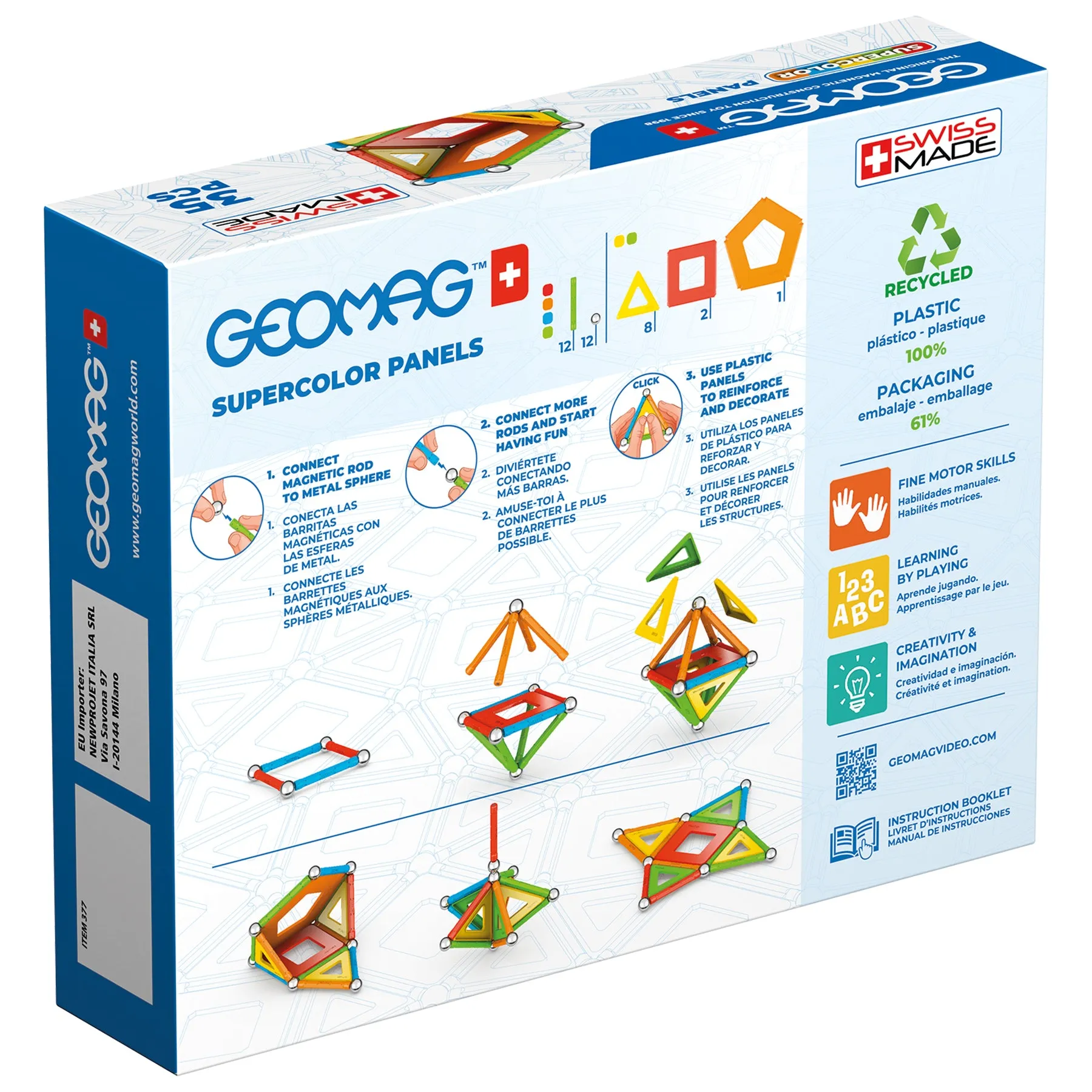 Geomag Supercolor Recycled Magnetic Building Set - 35 Pieces