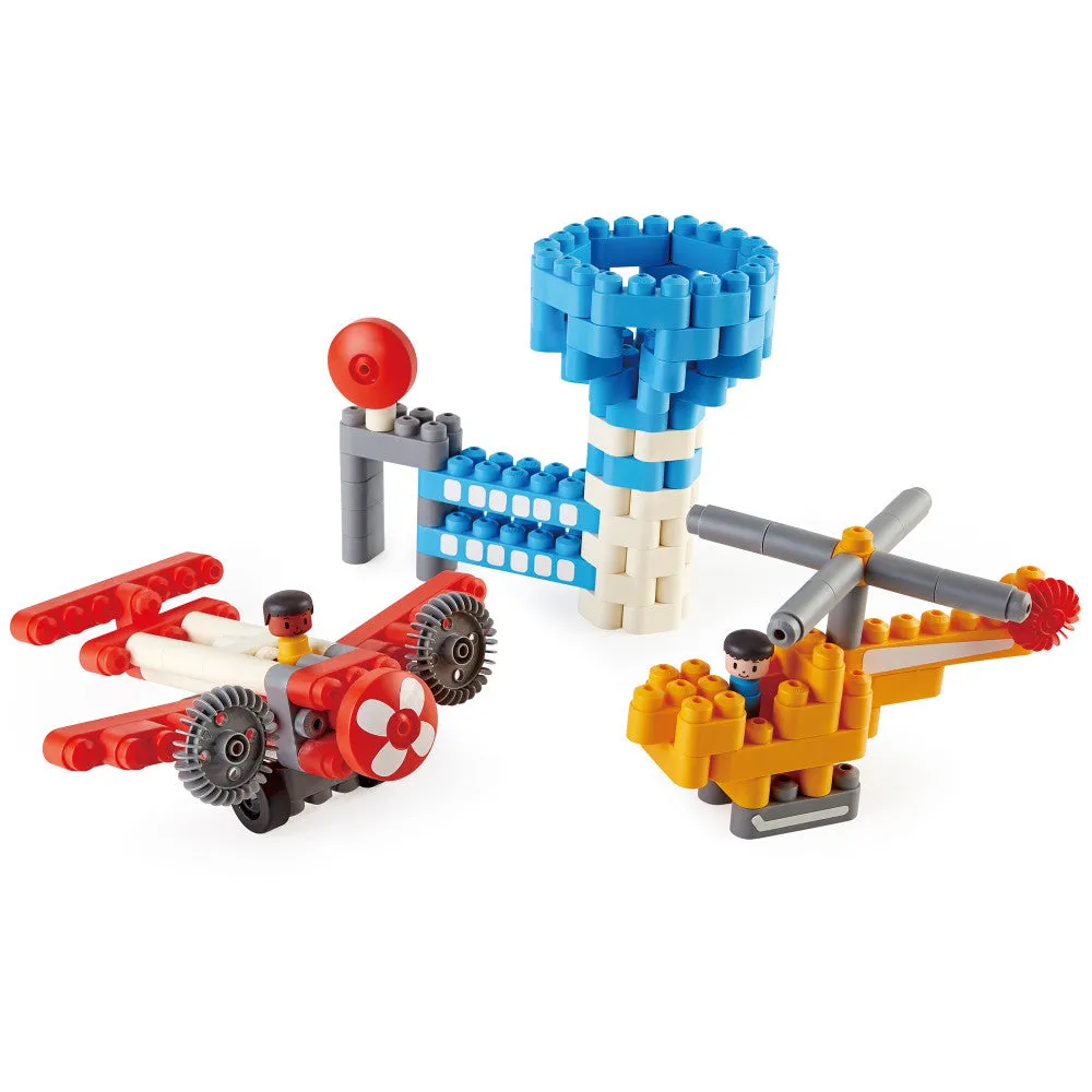 Hape PolyM City Airport 142-Piece Building Blocks Set with Figurines