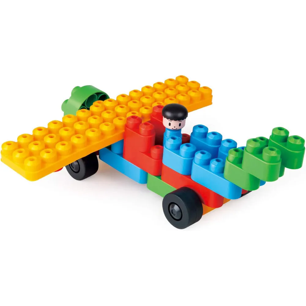 Hape PolyM Zoo Keeper 'n Cars Kit - 40pc Creative Building Blocks Set