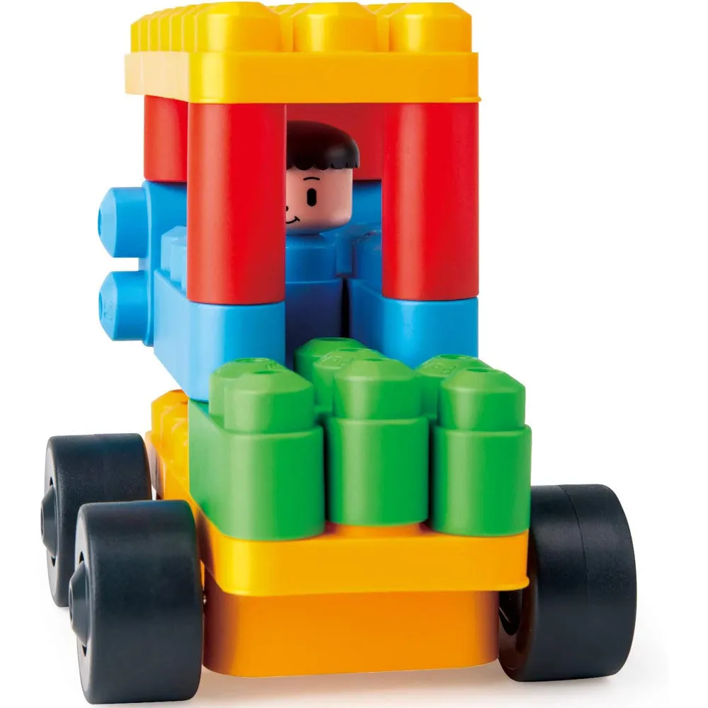 Hape PolyM Zoo Keeper 'n Cars Kit - 40pc Creative Building Blocks Set