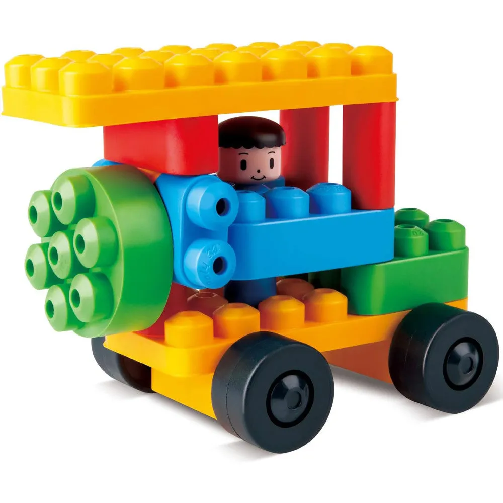 Hape PolyM Zoo Keeper 'n Cars Kit - 40pc Creative Building Blocks Set