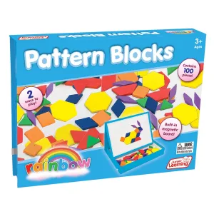 Junior Learning 100-Piece Rainbow Magnetic Pattern Blocks - Assorted Colors