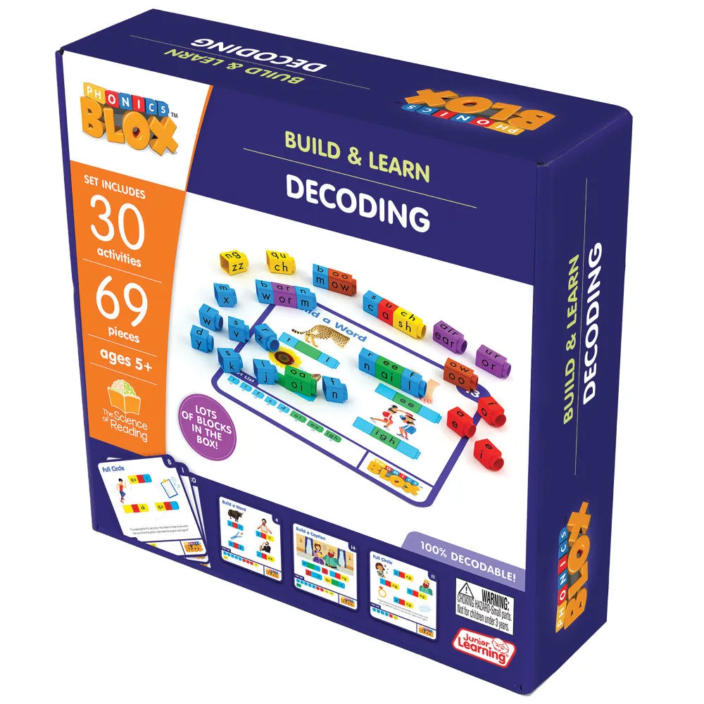 Junior Learning Rainbow Phonics Blox - Decoding Phase 3 - Educational Toy for Ages 5 