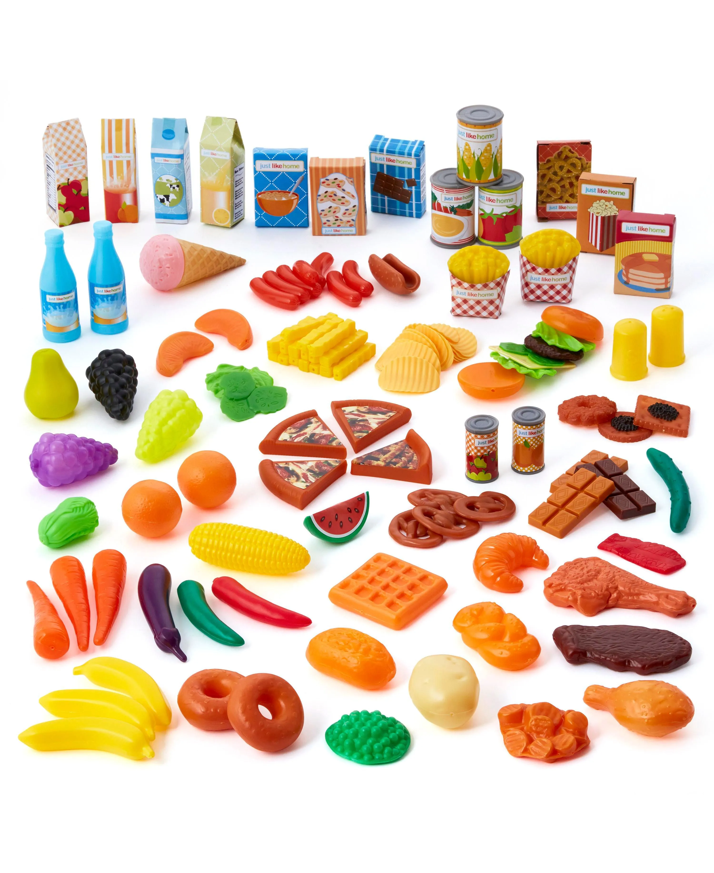 Just Like Home 120-Piece Deluxe Play Food Set – Ultimate Kitchen Pretend Play