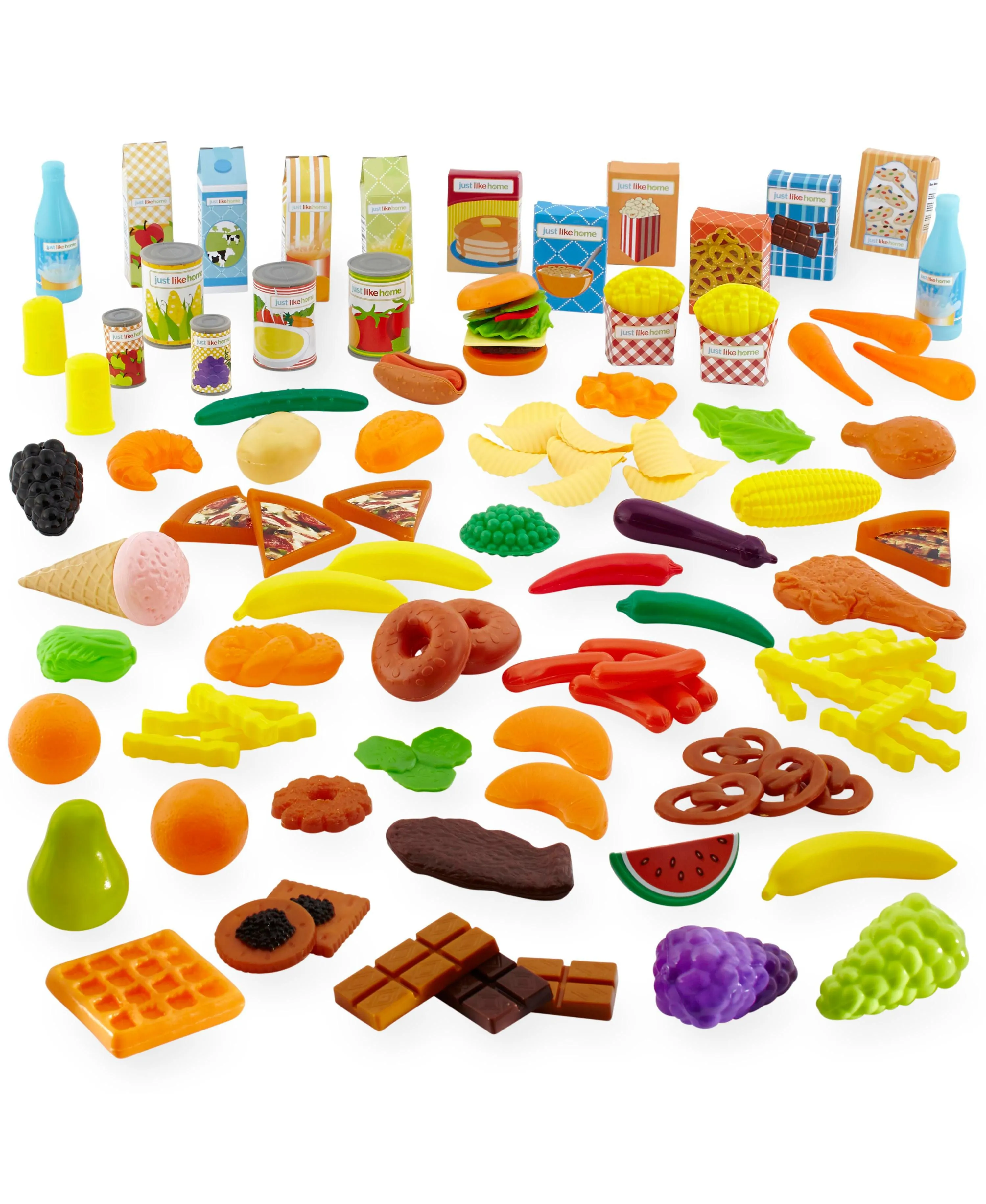 Just Like Home 120-Piece Deluxe Play Food Set – Ultimate Kitchen Pretend Play
