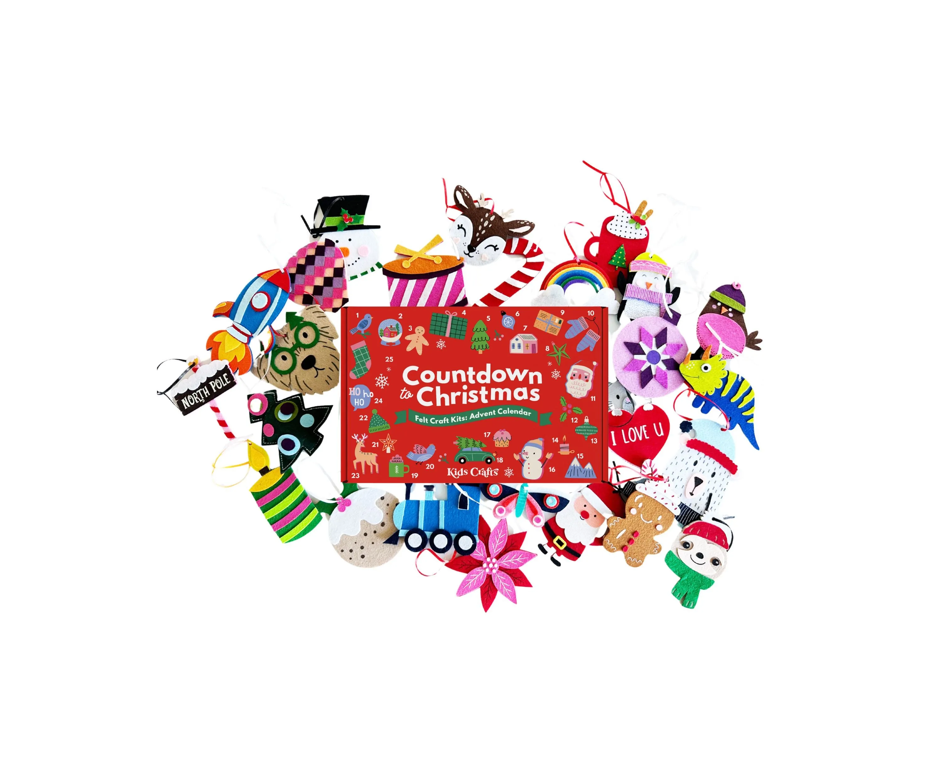 Kids Crafts 2024 Countdown Christmas Advent Calendar - 25 DIY Ornament Kits