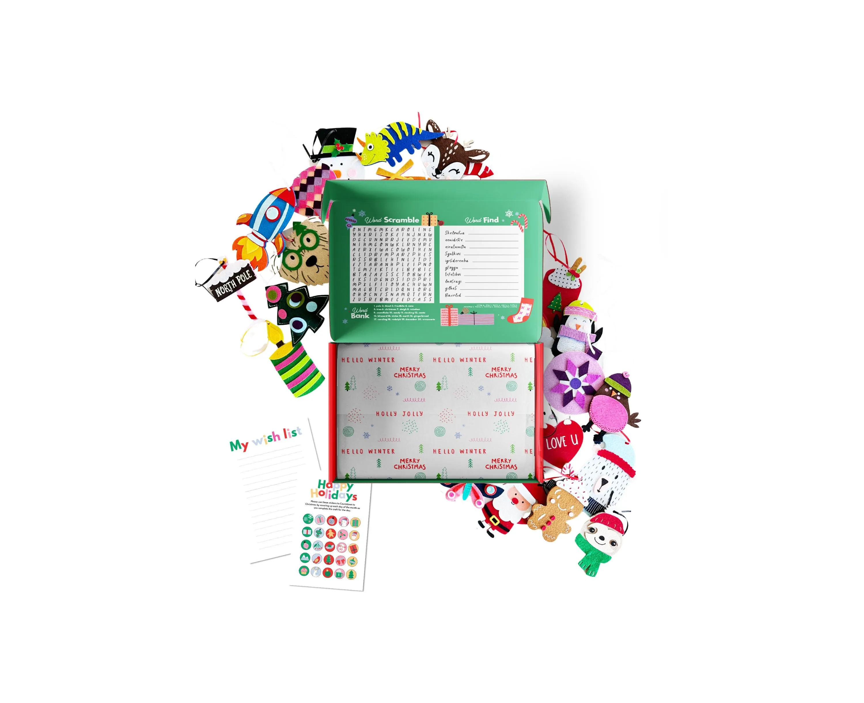 Kids Crafts 2024 Countdown Christmas Advent Calendar - 25 DIY Ornament Kits