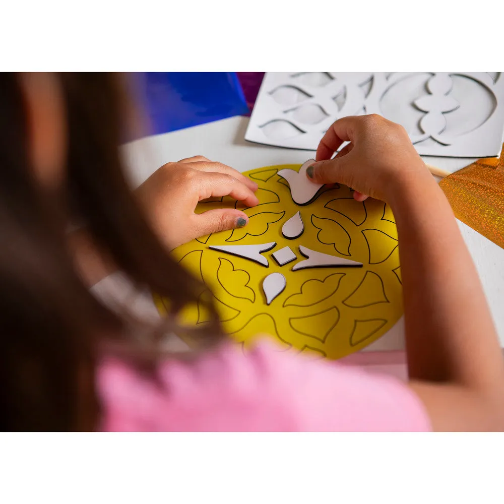 Kulture Khazana Rangoli Mandala Foil Craft Kit - DIY Shiny Designs, Ages 4 