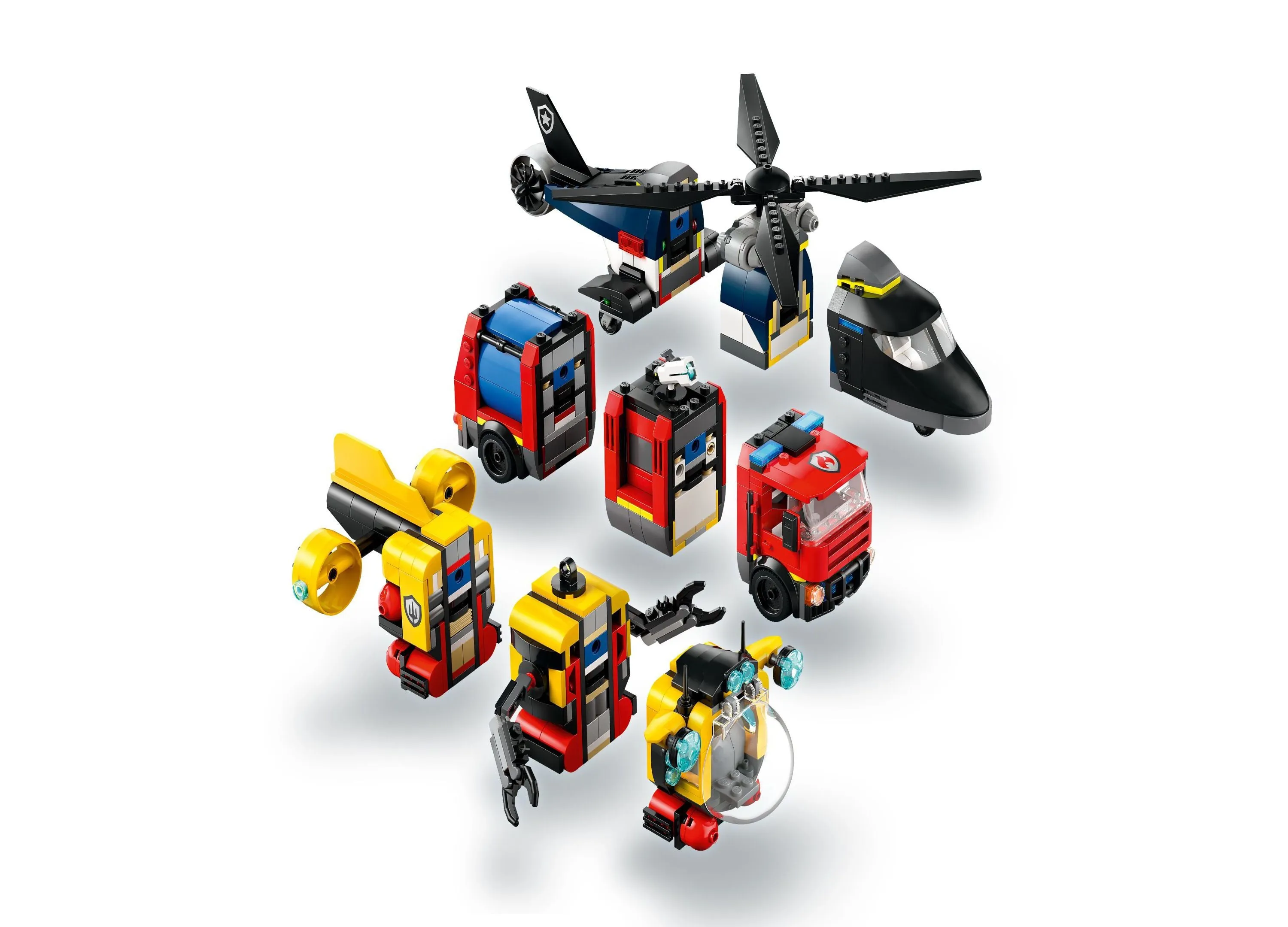 LEGO City Rescue Adventure Building Set - Helicopter, Fire Truck, Submarine - 874 Pieces