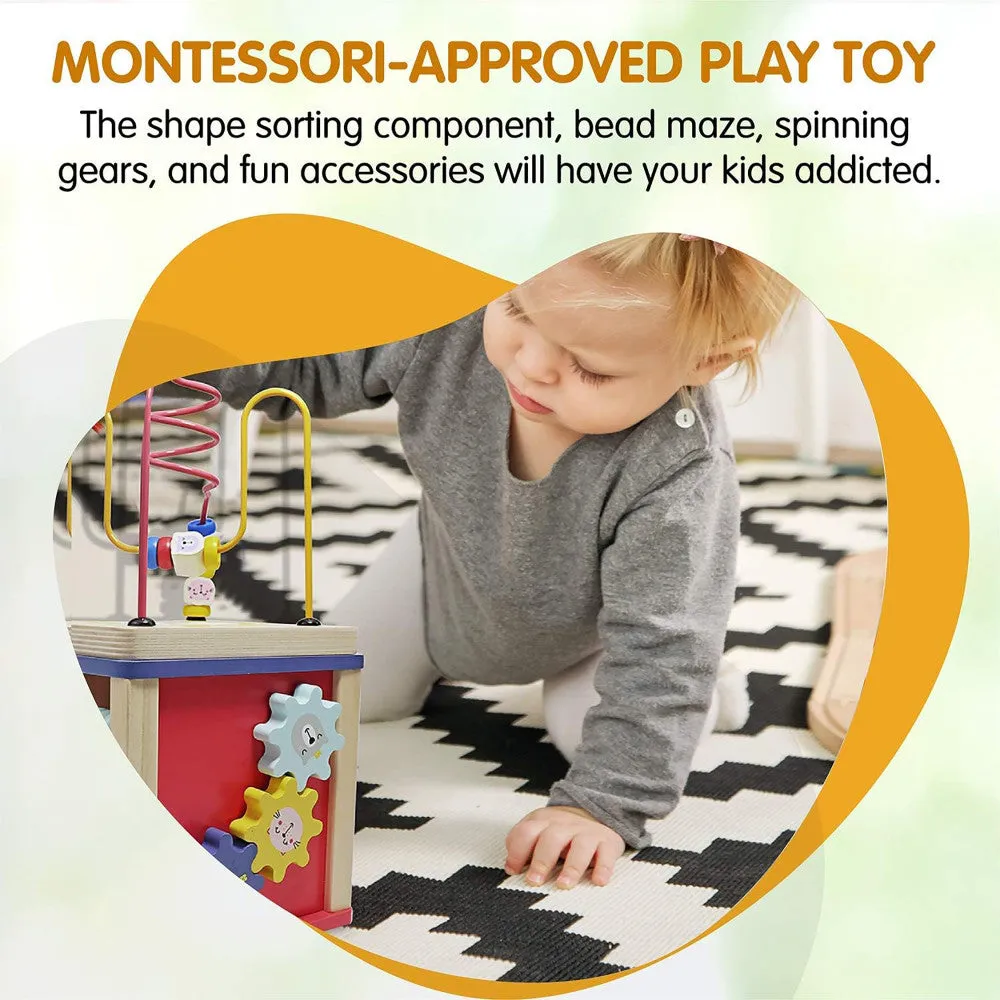 LEO & FRIENDS Alice 5-in-1 Activity Cube - Montessori-Approved Interactive Toy
