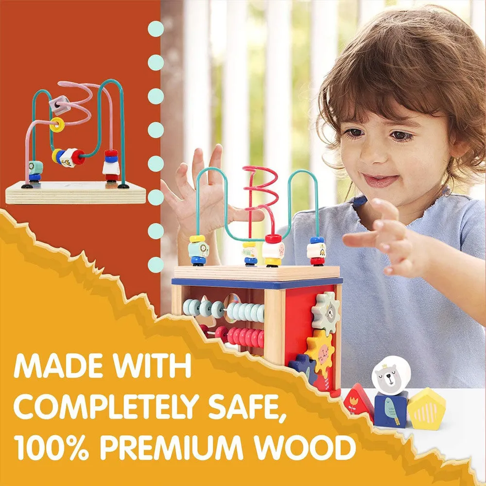 LEO & FRIENDS Alice 5-in-1 Activity Cube - Montessori-Approved Interactive Toy