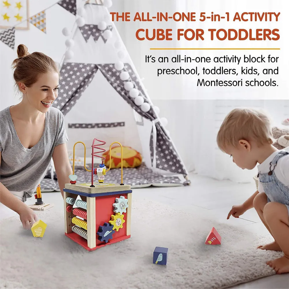 LEO & FRIENDS Alice 5-in-1 Activity Cube - Montessori-Approved Interactive Toy