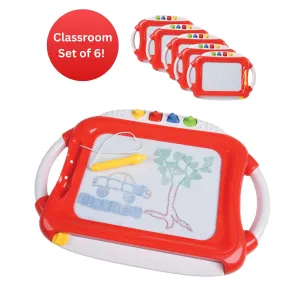 Magnetic Writing & Drawing Boards Classroom Bundle | Set of 6 Sketcher Boards with Stylus & Shape Stampers