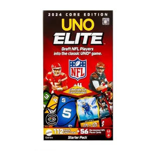 MATTEL UNO Elite NFL Card Game With 4 Collectible Foil Cards For Kids, Fans, Adults & Family Night