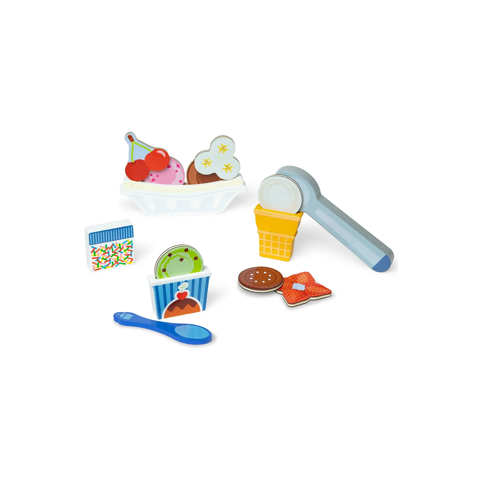 Melissa & Doug Ice Cream Wooden Magnetic Puzzle Play Set, 16pc Magnet with Scooper