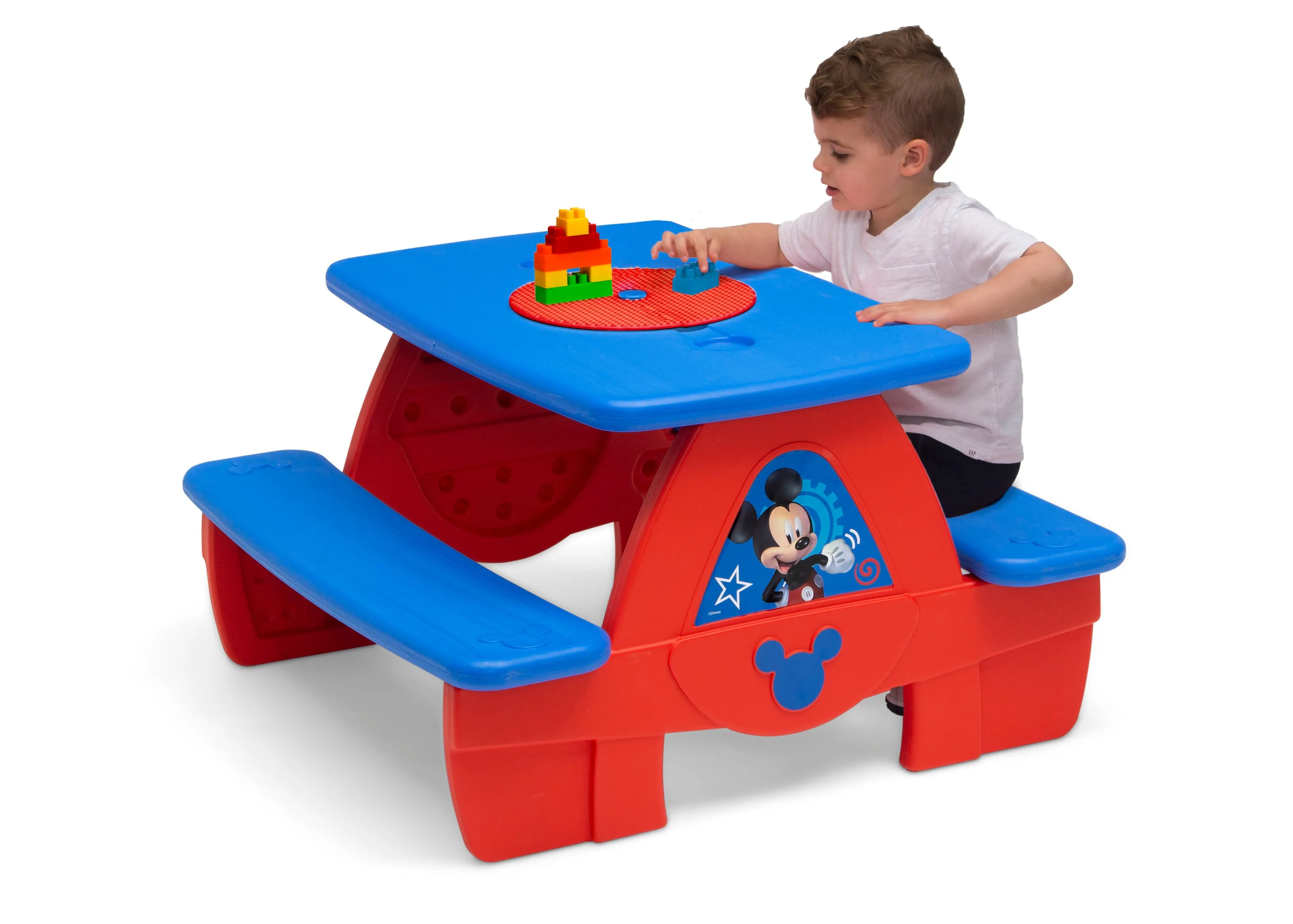 Mickey Mouse 4 Seat Activity Picnic Table with LEGO Compatible Tabletop