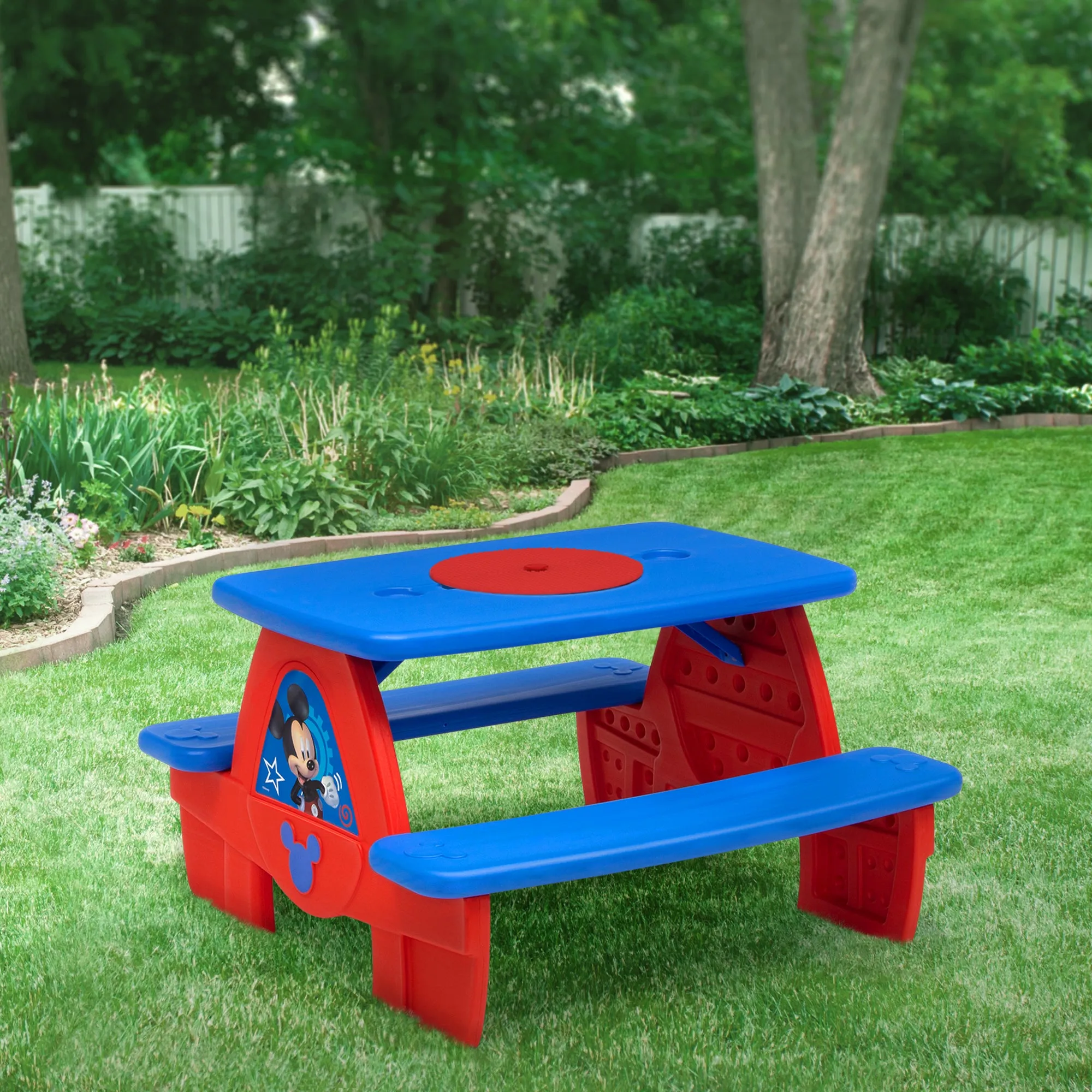 Mickey Mouse 4 Seat Activity Picnic Table with LEGO Compatible Tabletop