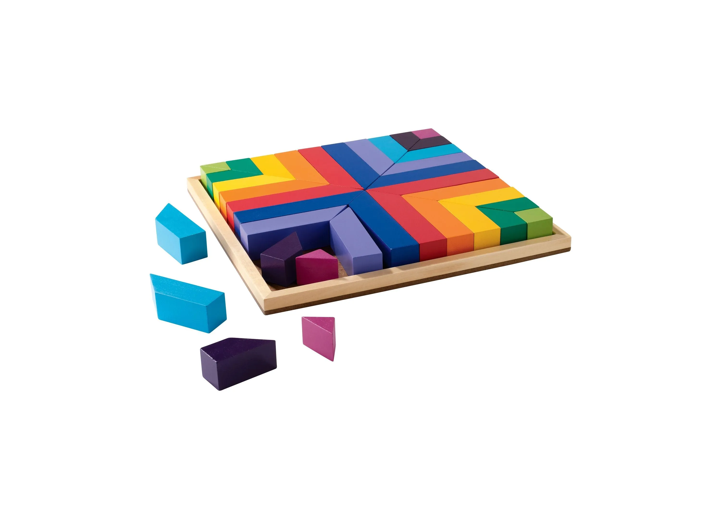 MindWare Pattern Play Colorful Wooden Blocks and Tray Set