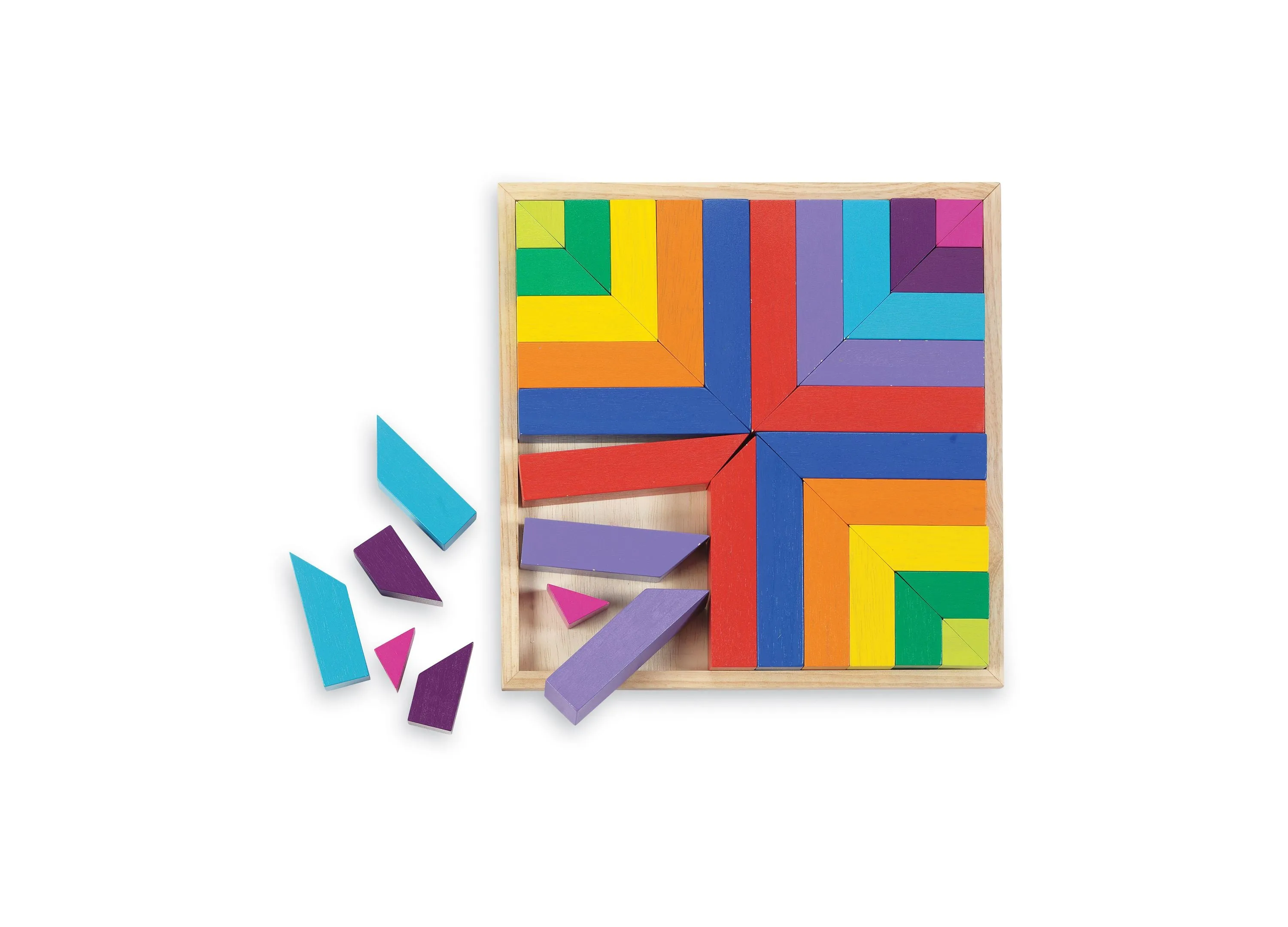 MindWare Pattern Play Colorful Wooden Blocks and Tray Set
