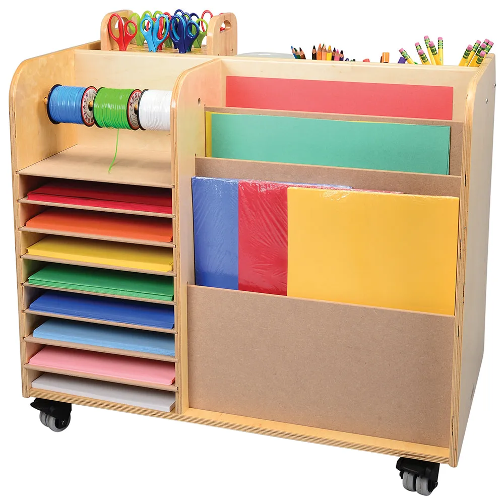 Mobile Art Supplies Cart with Storage & Shelves