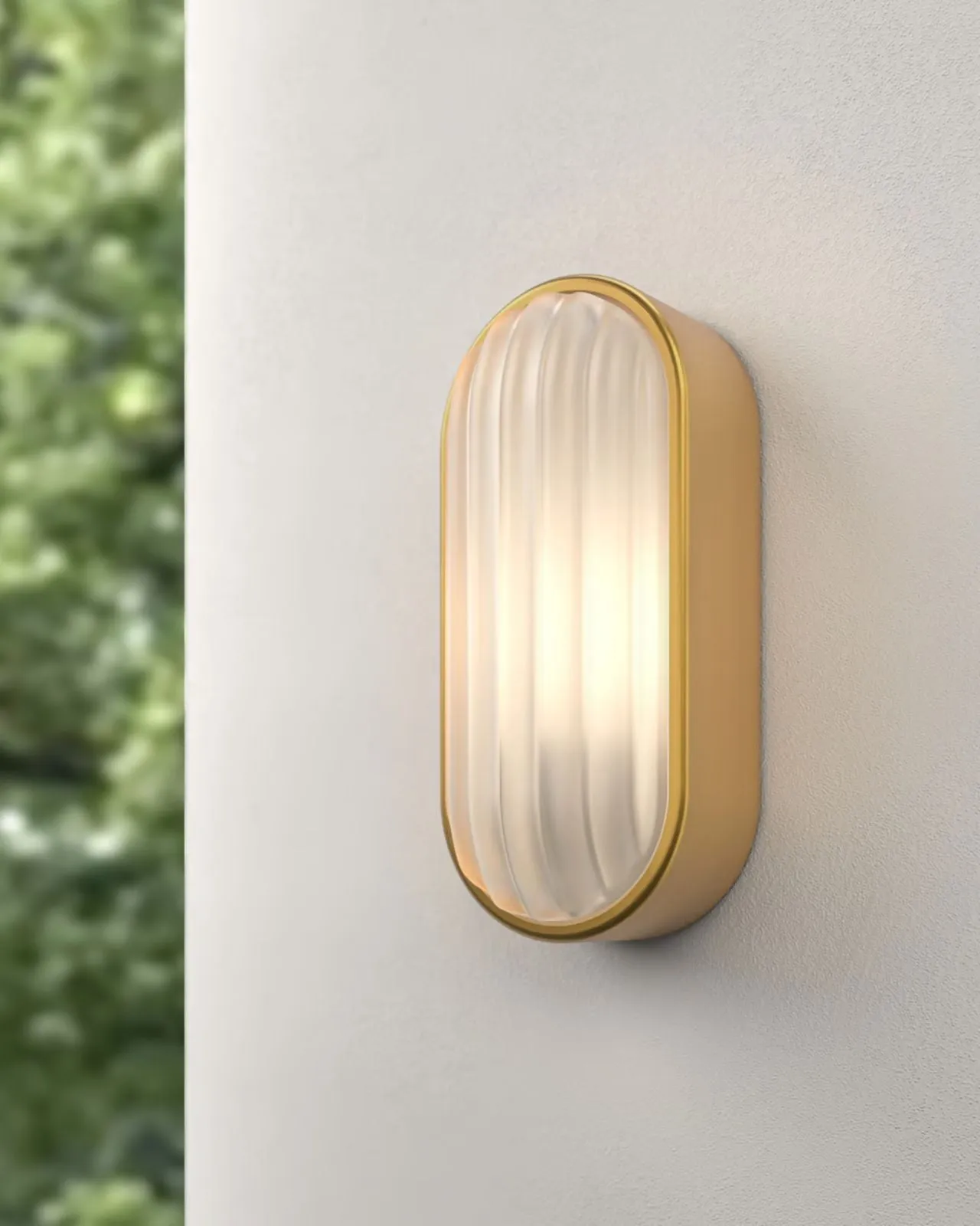 Oval Wide-Ribbed Glass Bulkhead Light
