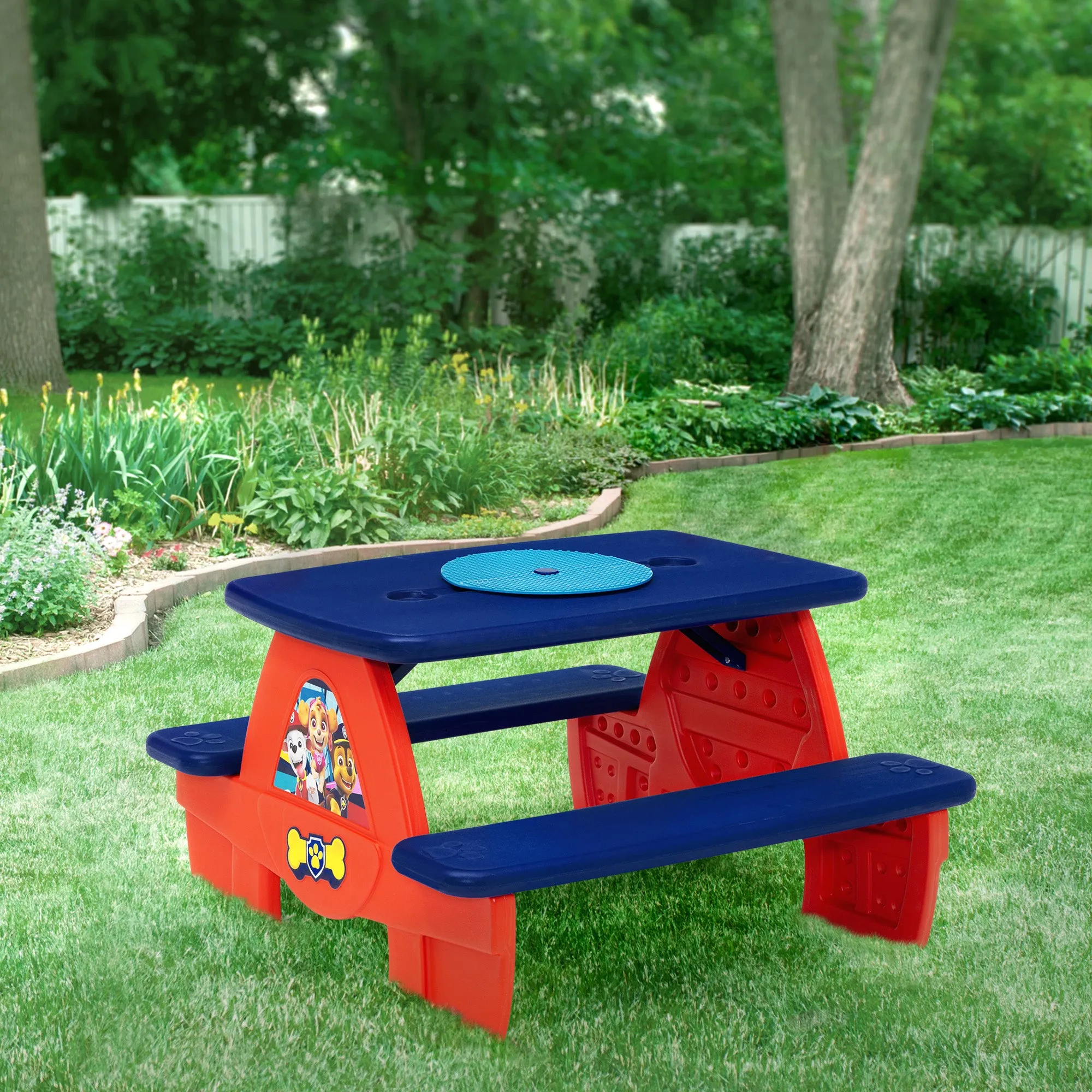 PAW Patrol 4 Seat Activity Picnic Table with LEGO Compatible Tabletop
