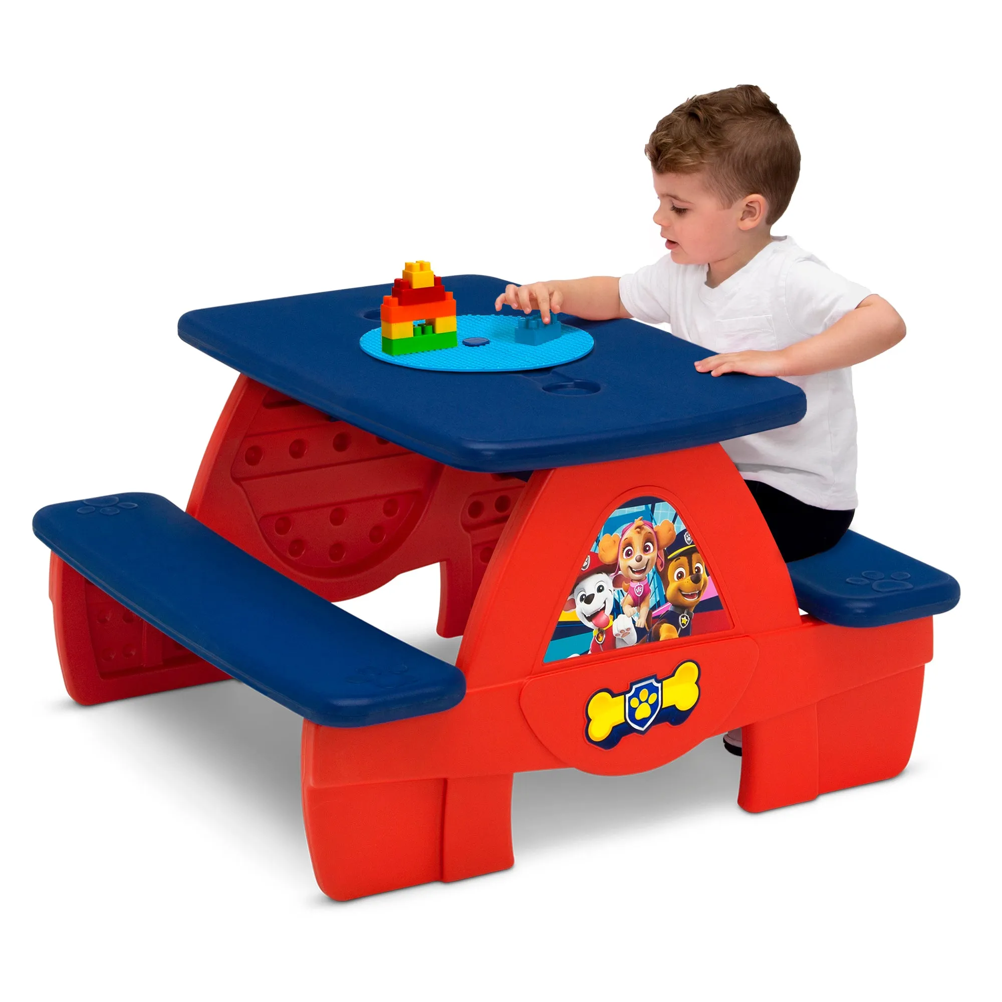 PAW Patrol 4 Seat Activity Picnic Table with LEGO Compatible Tabletop
