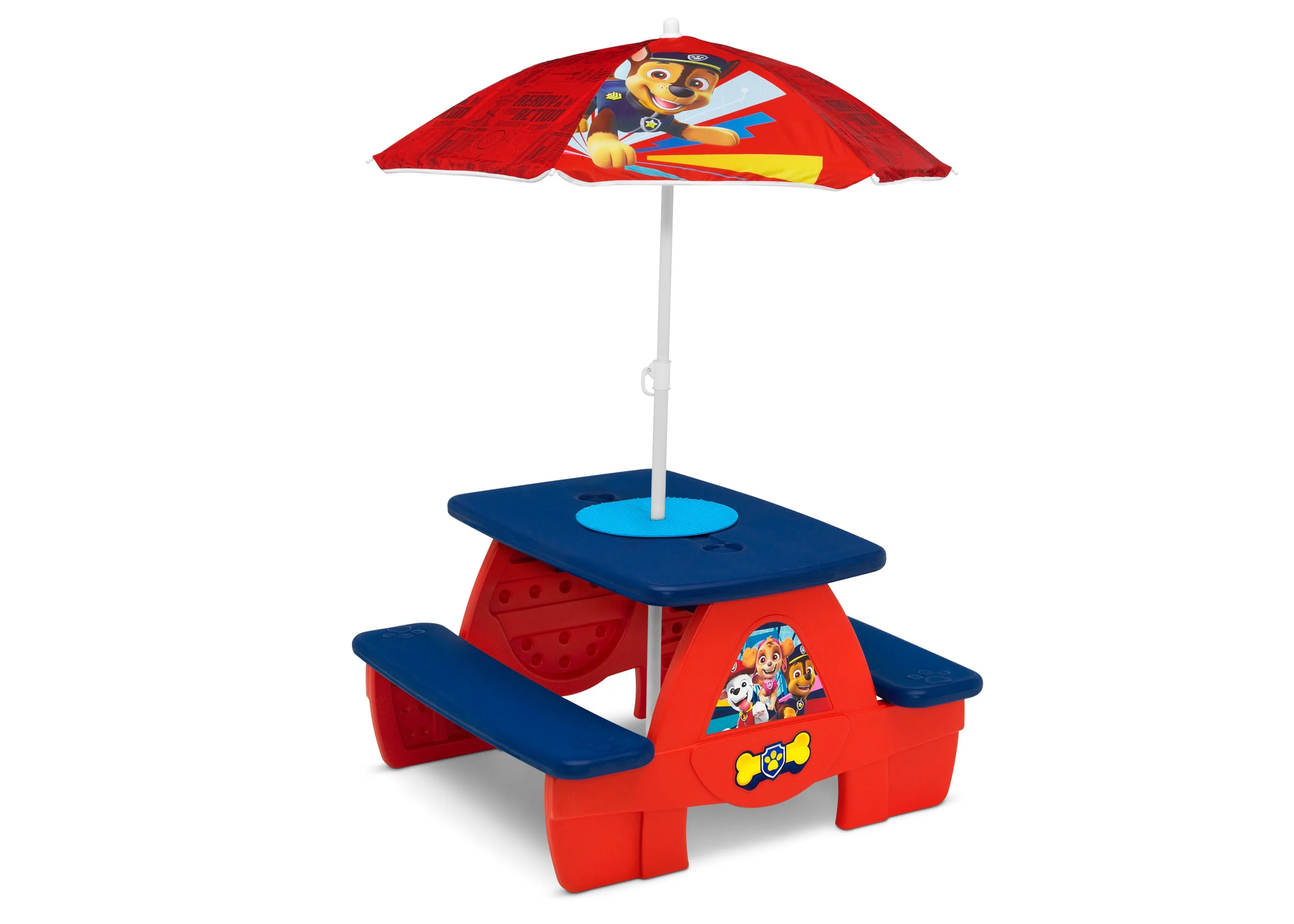 PAW Patrol 4 Seat Activity Picnic Table with Umbrella and Lego Compatible Tabletop